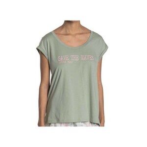 HUE Women’s Green “Save The Waves, Drink Vino” Pajama Top ONLY Medium NWT